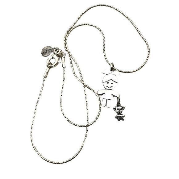 Silpada Sterling Silver 925 "Little Girl with Teddy Bear" XOXO Necklace Israel - Picture 3 of 4